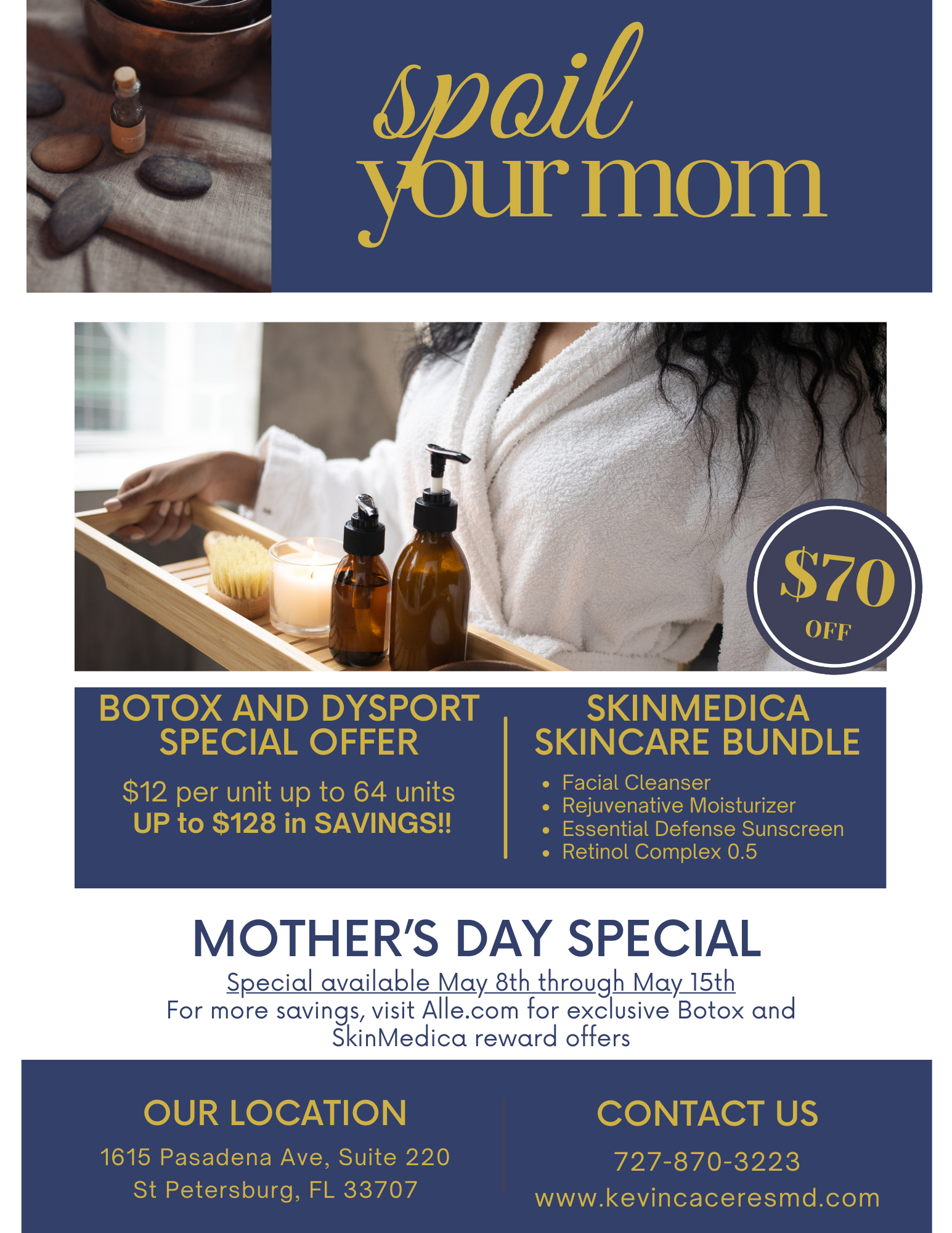 Grey Blue Modern Mothers Day Spa Flyer ()