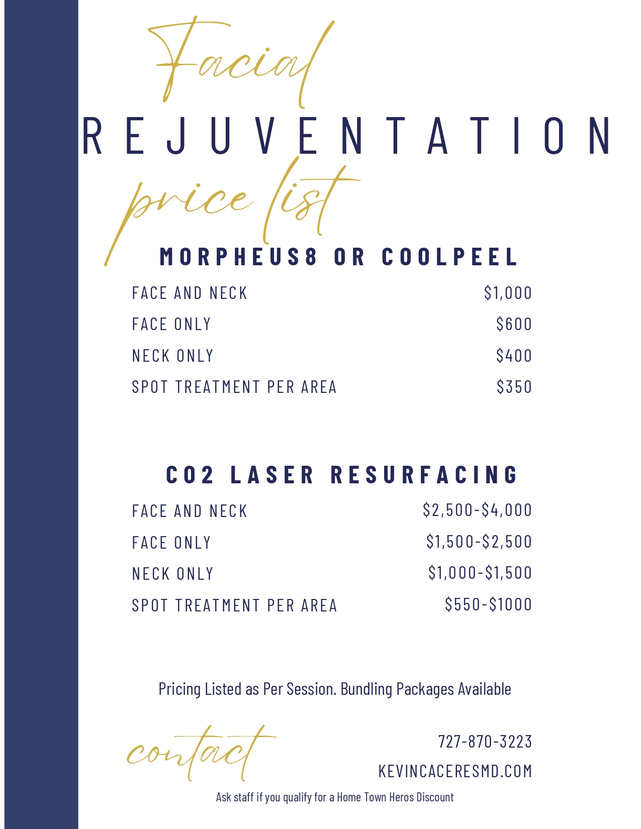 M and CO price list page
