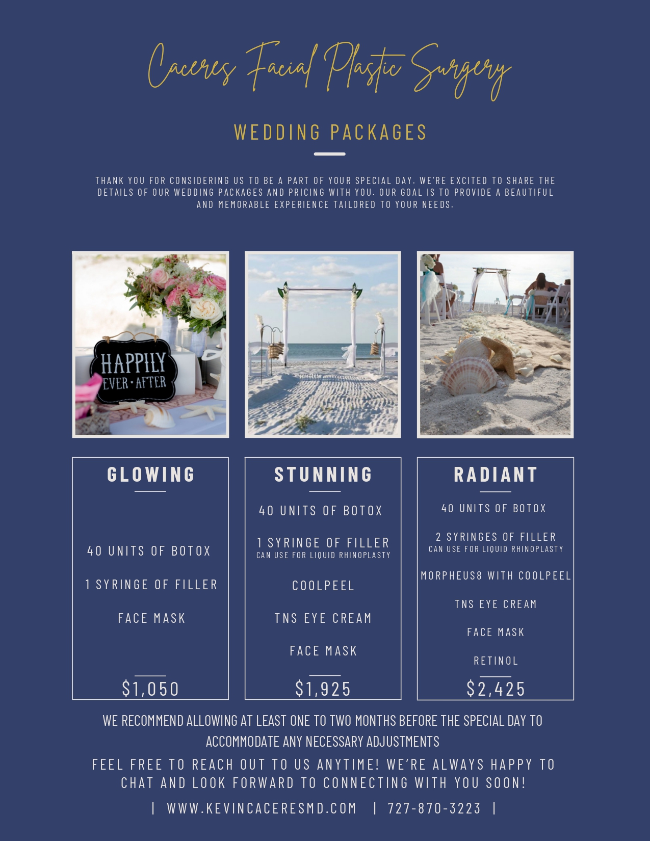 Wedding Package Price List page